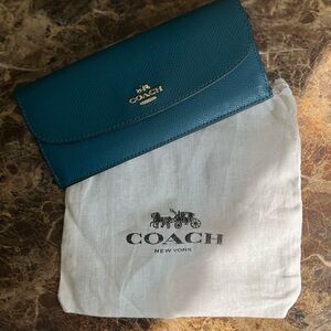 NWOT Coach Dark Teal Leather Wallet